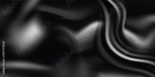 Abstract Liquid Metal Background with Shiny Chrome Steel Waves and Smooth Metallic Texture. Modern Trendy design in Vector EPS 10