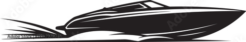 Vector speedboat icon in black and white