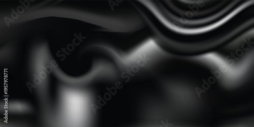 Abstract Liquid Metal Background with Shiny Chrome Steel Waves and Smooth Metallic Texture. Modern Trendy design in Vector Illustration