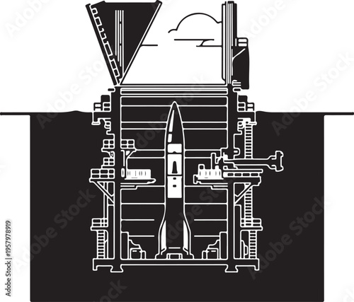 Vector illustration of a rocket launchpad