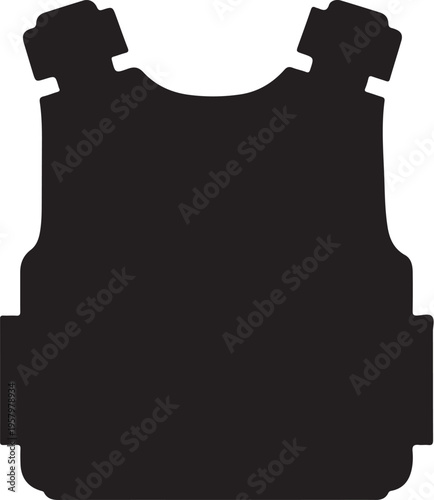Vector bulletproof vest icon, black silhouette
