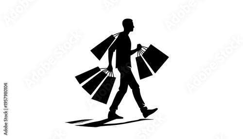 silhouette of woman with shopping bags