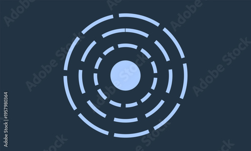 Foto A minimalist graphic design featuring light blue concentric dashed circles on a