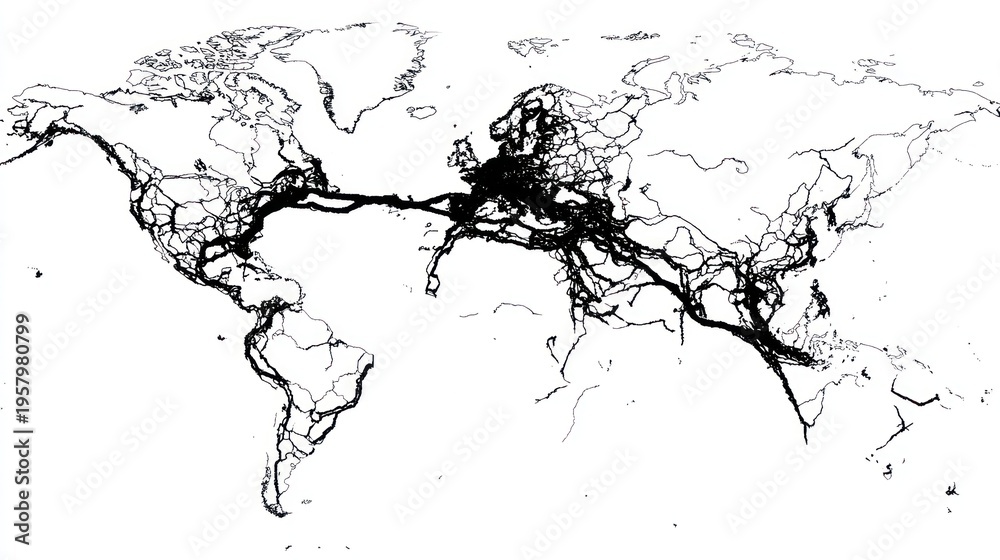 Obraz premium Global Shipping Routes Map Visualization.