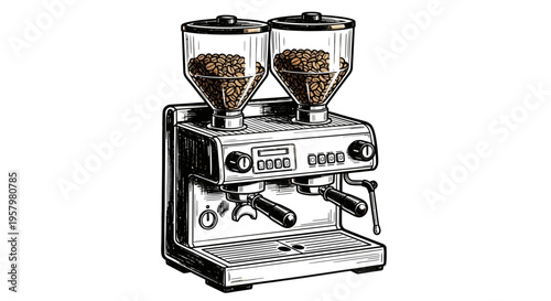 stainless steel dual coffee bean grinder illustration