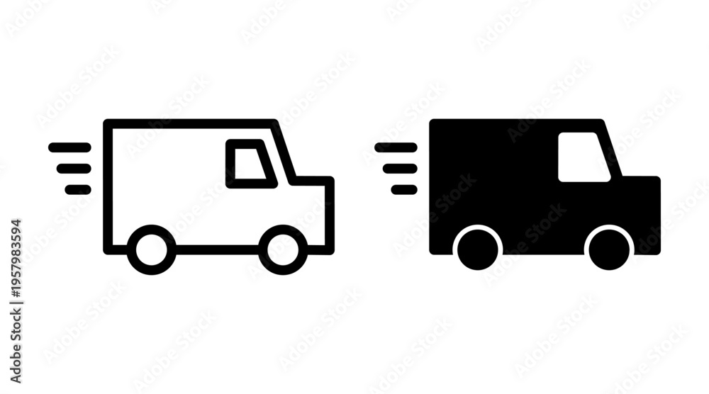 Fototapeta premium Delivery truck icon set vector. Delivery truck sign and symbol. Shipping fast delivery icon