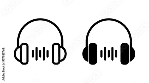 Headphone icon set vector. headphone sign and symbol
