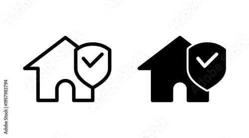 home insurance icon set  vector. home protection sign and symbol