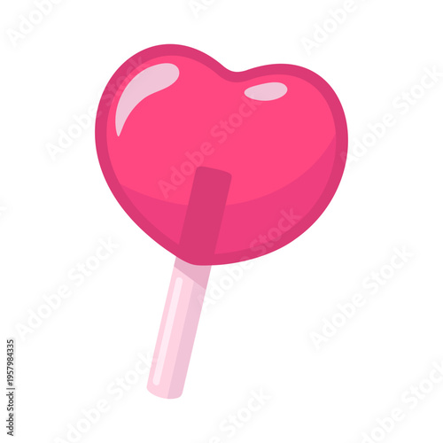 Whimsical Heart Lollipop Sweet Treat Icon for Valentines Day and Festive Celebrations