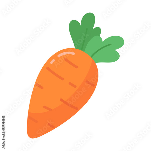 Whimsical Carrot Illustration Fresh Vegetable Icon with Vibrant Green Leaves