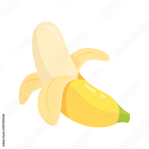Delicious Opened Banana Fruit Vector Graphic Healthy Eating, Natural Food Source