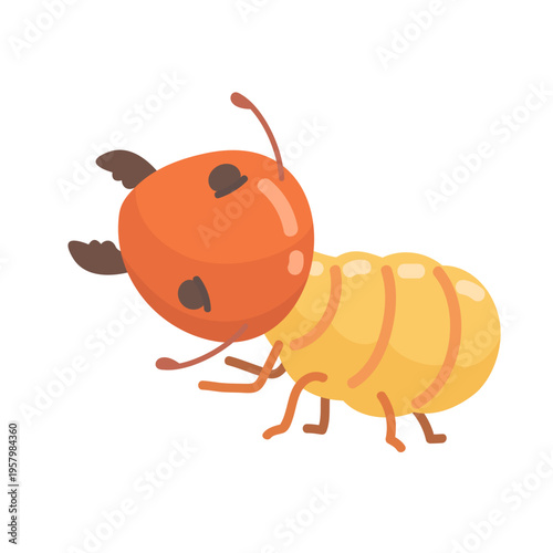 Orange Termite Soldier with Yellow Body Cute and Cartoonish Illustration