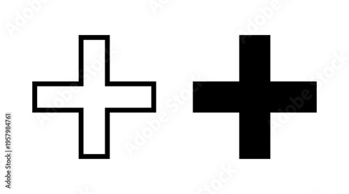 Plus Icon set vector. Add plus sign and symbol