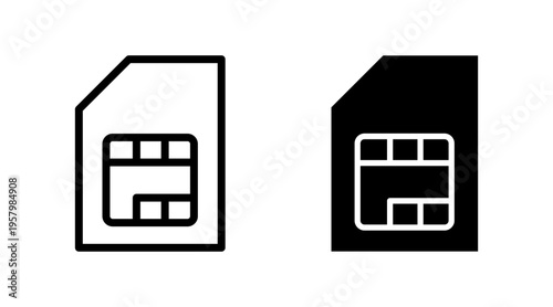 Sim card icon set vector. dual sim card sign and symbol