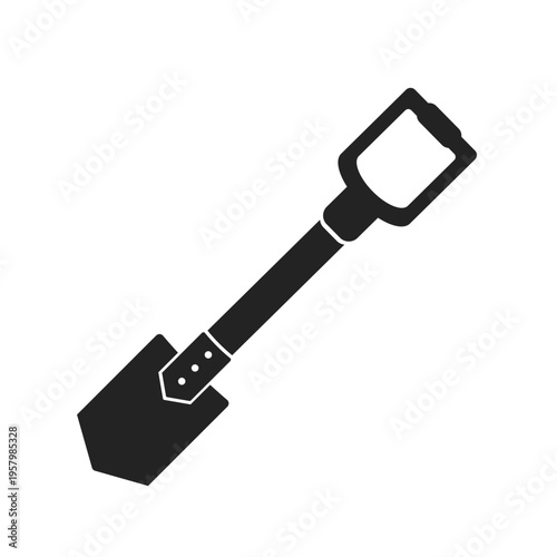 Isolated illustration of shovel silhouette digging tool for carpentry equipment icon.