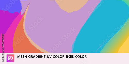 Abstract colorful background with overlapping brushstroke patterns and mesh grid