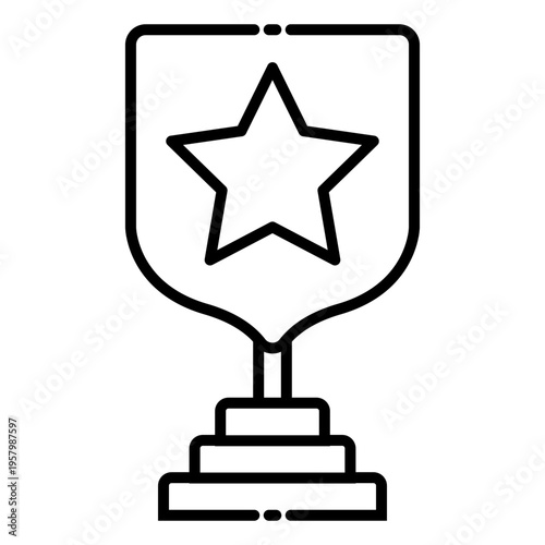 Black and white star trophy icon