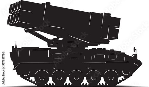 Vector military tank with missile launcher illustration