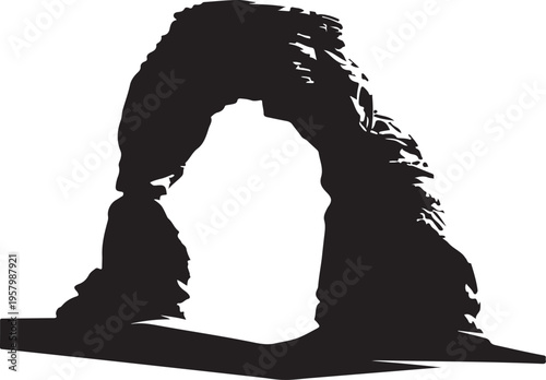 Vector silhouette of iconic rock formation arch