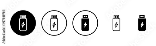 Usb icon logo design. Flash disk sign and symbol. flash drive sign. usb charging
