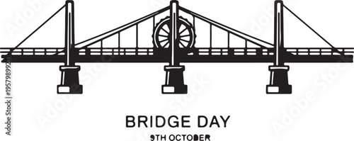 A minimalist black and white graphic illustration of the new river gorge bridge for bridge day