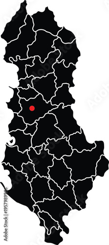 Capital mark of Albania on its embedded map vector illustration