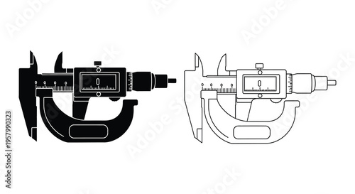 Two calipers one dark and one light presented as a silhouette