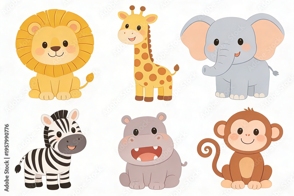 Fototapeta premium set of cartoon animals