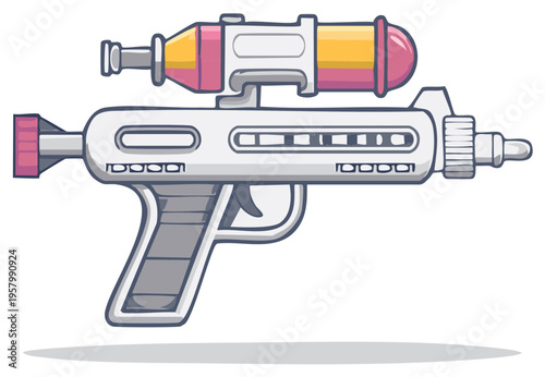 Cartoon laser gun illustration, space weapon concept