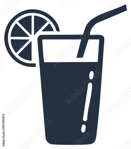 Refreshing summer beverage in a tall glass with a citrus slice and drinking straw