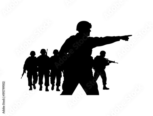 Military Leader Directing Squad