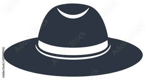 Vector illustration of a fedora hat with a white band, isolated