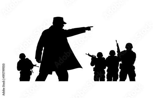 Authoritative Figure Directing Military Group