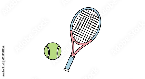 Tennis Racket and Yellow Ball.