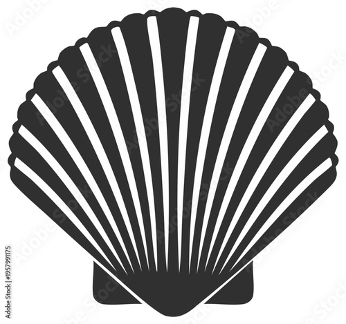 Simple scallop seashell vector icon a black and white graphic illustration for logo design