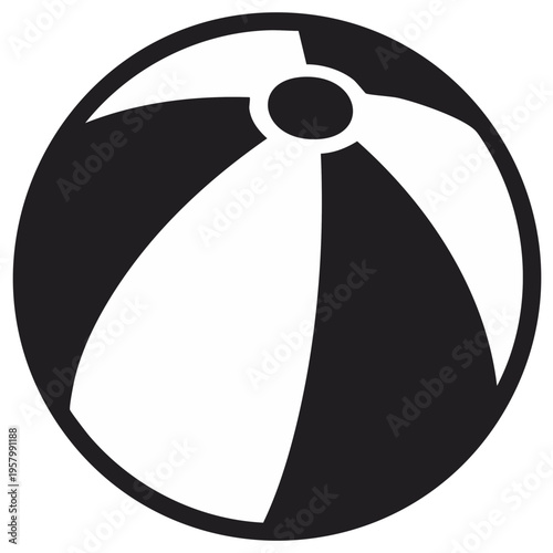 Classic striped beach ball icon graphic monochrome design for summer play and holidays