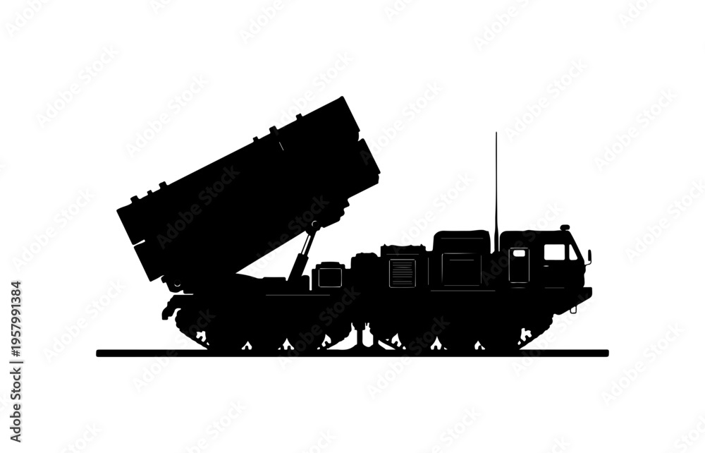 Fototapeta premium Military Missile Launcher Vehicle Vector Illustration