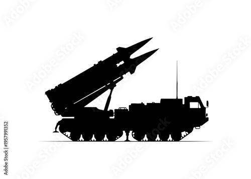 Missile Launcher on Military Tracked Vehicle Vector Illustration