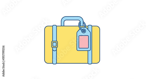 Yellow Suitcase with Blue Accents.