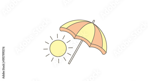 Colorful umbrella protects from sunshine outdoors.