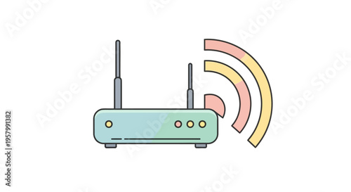 Wireless Router with Antenna Signal.