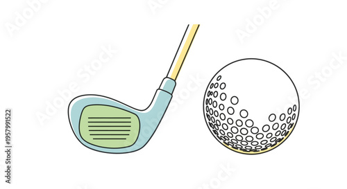 Golf Club and Ball Illustration.