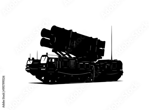 Military Missile Launcher Vehicle Vector Illustration