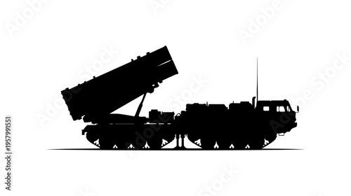 Military Self-Propelled Artillery Launcher Vector Illustration