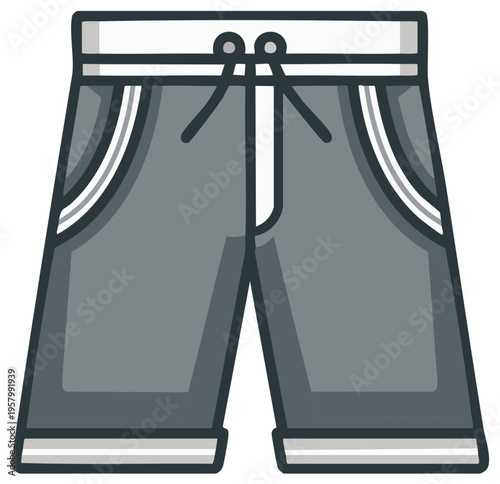 Stylish gray sports shorts with white trim and drawstring for active wear