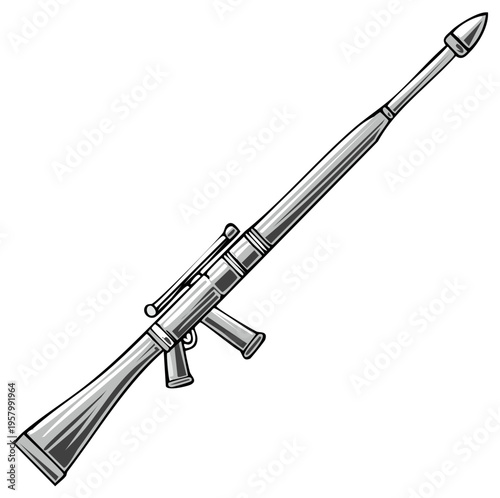 Rocket Propelled Grenade Launcher Military Weapon Monochrome Vector Illustration
