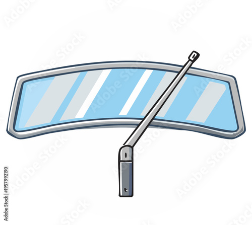 Cartoon illustration of a car windshield with a single wiper blade