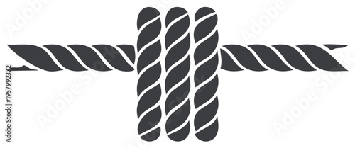 Strong Interlocked Cord Knot: Interwoven Twisted Rope Securing Horizontal Cable Strands, Nautical Strength