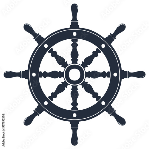 Nautical steering wheel vector illustration, a classic maritime helm icon for sea travel and navigation