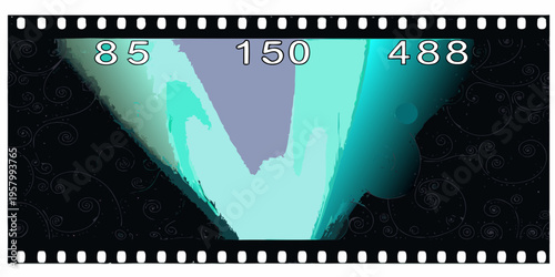 Abstract image resembling a filmstrip with numbers and gradient colors